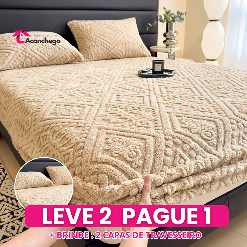 [Leve 2 Pague 1] Roupa de Cama Aconchego Espessa em Algodão (Sensação Única de Conforto e Elegância!) +BRINDES: 2 Capas Para Travesseiros