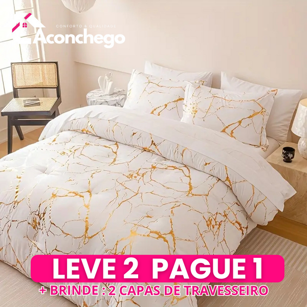 [Leve 2 Pague 1] Roupa de Cama Toscana em Tecido Nobre (Sinta o Conforto da Elegância Rústica!) +3 BRINDES: 2 Capas de Travesseiro e Edredom
