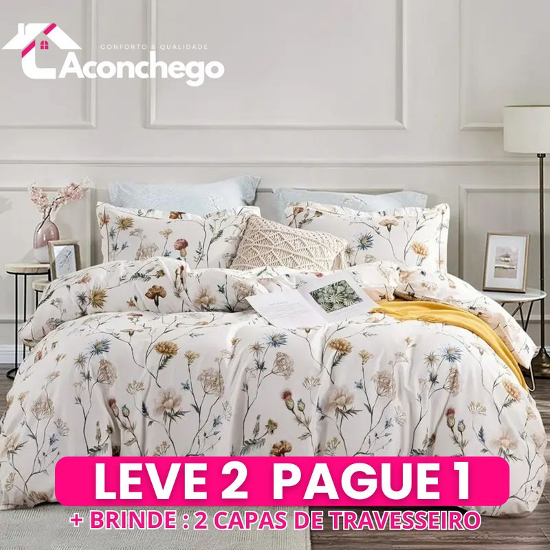 [Leve 2 Pague 1] Roupa de Cama Capri em Tecido Nobre (Descanso com Estilo Mediterrâneo!) +3 BRINDES: 2 Capas de Travesseiro e Edredom