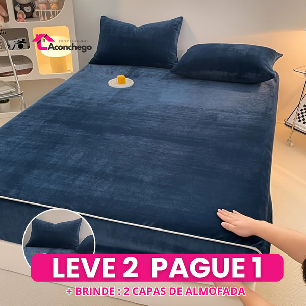 [Leve 2 Pague 1] Roupa de Cama Aconchego Veludo de Gelo em Algodão (Sensação Única de Conforto e Elegância!) +BRINDES: 2 Capas Para Travesseiros