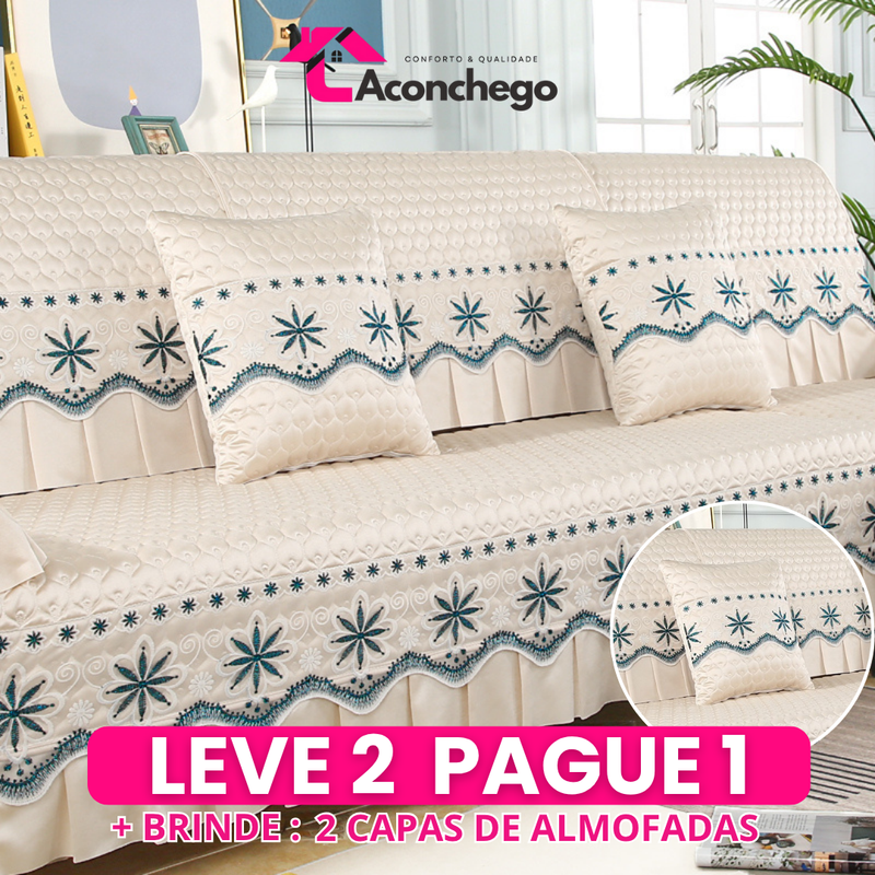 [Leve 2 Pague 1] Capa de Sofá Imperial em Tecido Nobre (Sala 5 Estrelas em Segundos!) +2 BRINDES: 2 Almofadas
