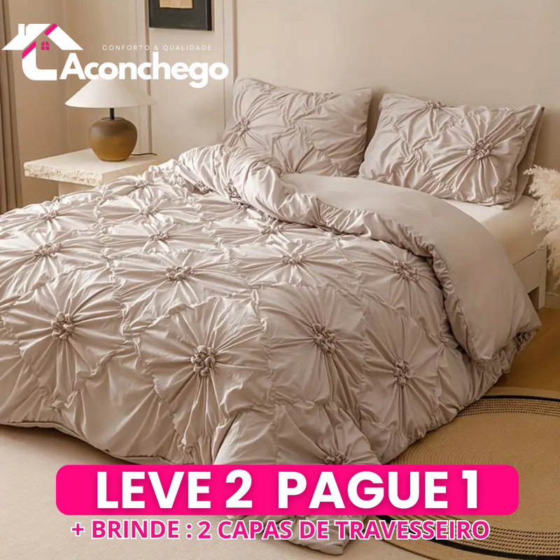 [Leve 2 Pague 1] Roupa de Cama Amalfi em Tecido Nobre (Beleza Atemporal para Noites Inesquecíveis!) +3 BRINDES: 2 Capas de Travesseiro e Edredom