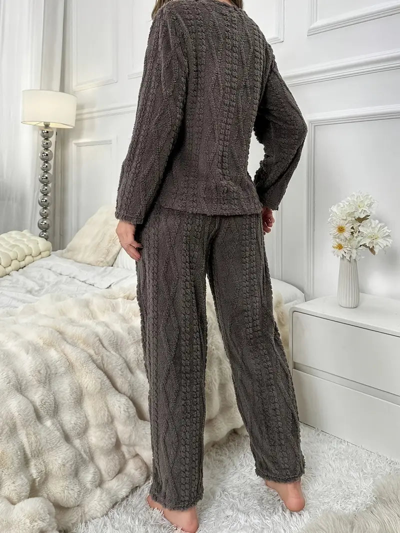 [Leve 2 Pague 1] Pijama Feminino Ursinho Luma (Veludo Suave, calor por dentro) + BRINDE: 1 Pantufa Nuvem Antifrío