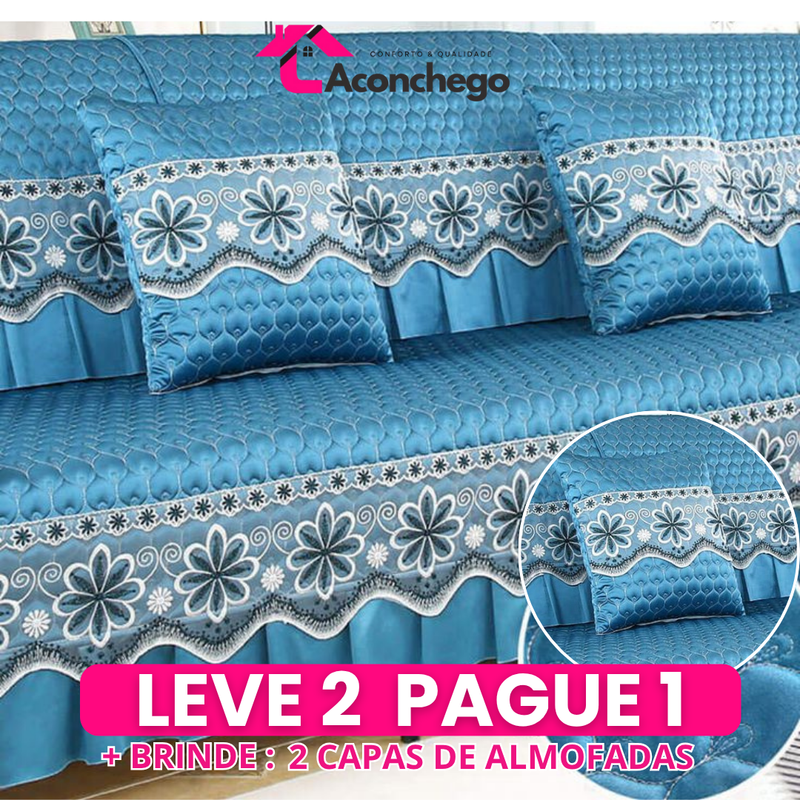 [Leve 2 Pague 1] Capa de Sofá Imperial em Tecido Nobre (Sala 5 Estrelas em Segundos!) +2 BRINDES: 2 Almofadas