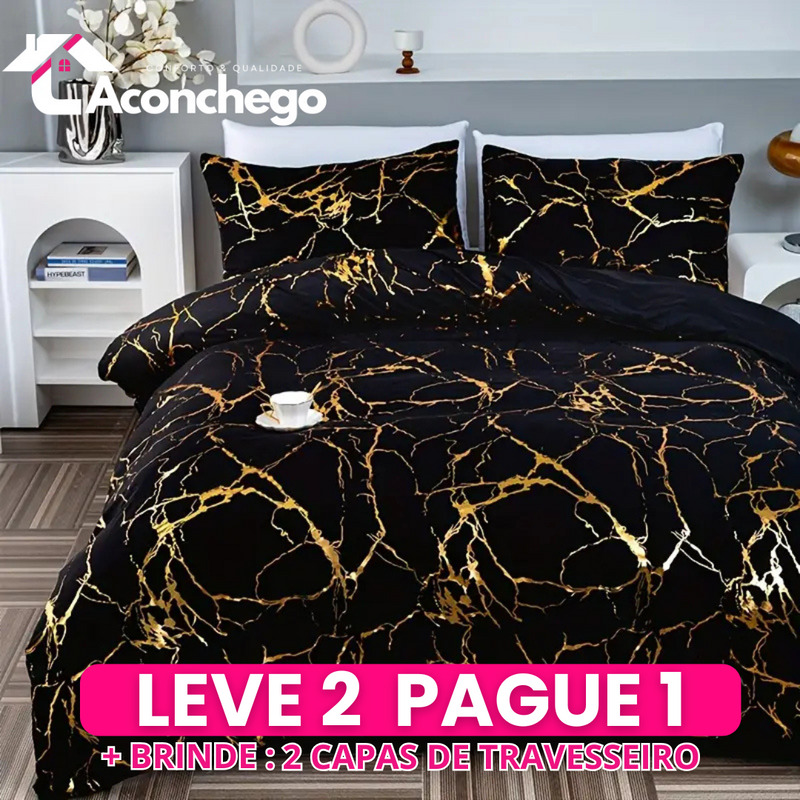 [Leve 2 Pague 1] Roupa de Cama Toscana em Tecido Nobre (Sinta o Conforto da Elegância Rústica!) +3 BRINDES: 2 Capas de Travesseiro e Edredom