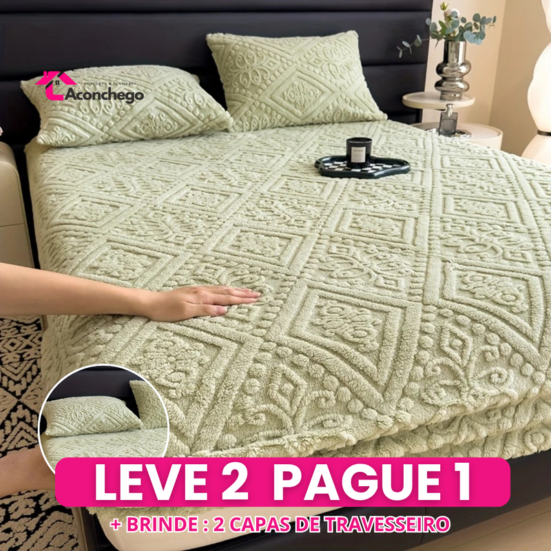 [Leve 2 Pague 1] Roupa de Cama Aconchego Espessa em Algodão (Sensação Única de Conforto e Elegância!) +BRINDES: 2 Capas Para Travesseiros