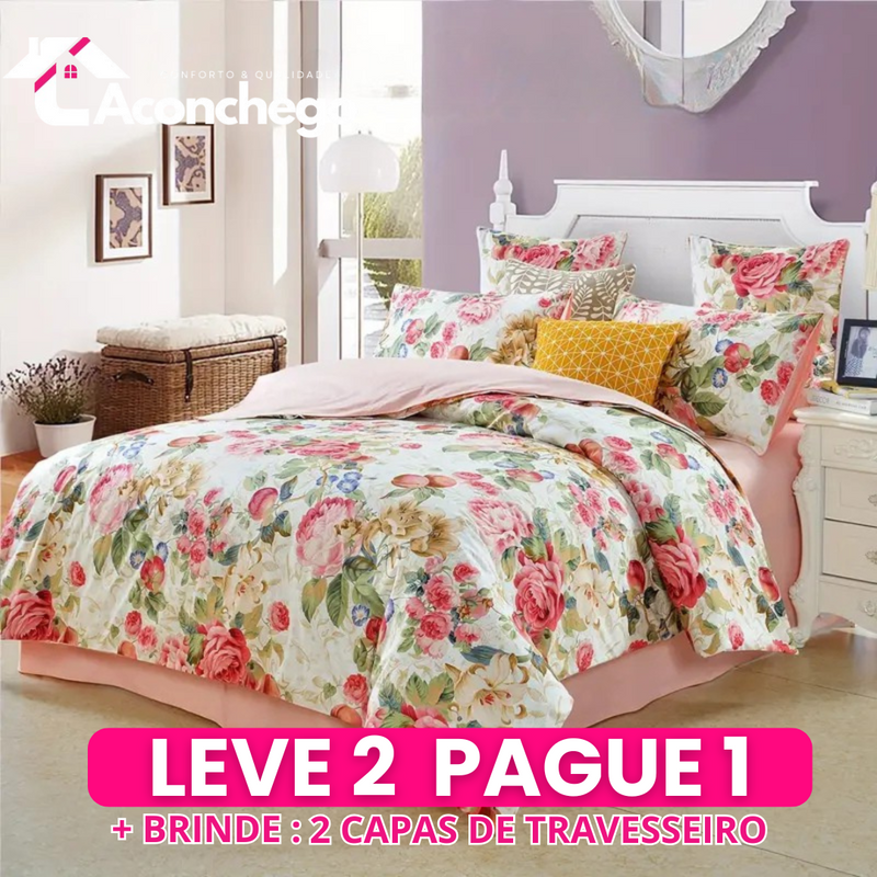 [Leve 2 Pague 1] Roupa de Cama Mônaco em Tecido Nobre (Elegância e Conforto dignos da Riviera!) +3 BRINDES: 2 Capas de Travesseiro e Edredom