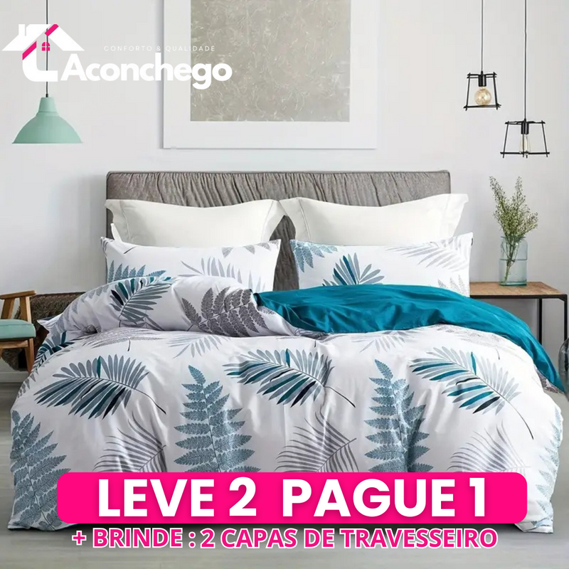 [Leve 2 Pague 1] Roupa de Cama Capri em Tecido Nobre (Descanso com Estilo Mediterrâneo!) +3 BRINDES: 2 Capas de Travesseiro e Edredom