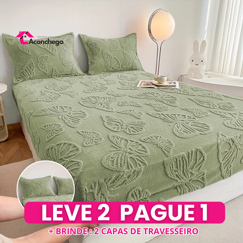[Leve 2 Pague 1] Roupa de Cama Aconchego Fleece em Algodão (Sensação Única de Conforto e Elegância!) +BRINDES: 2 Capas Para Travesseiros