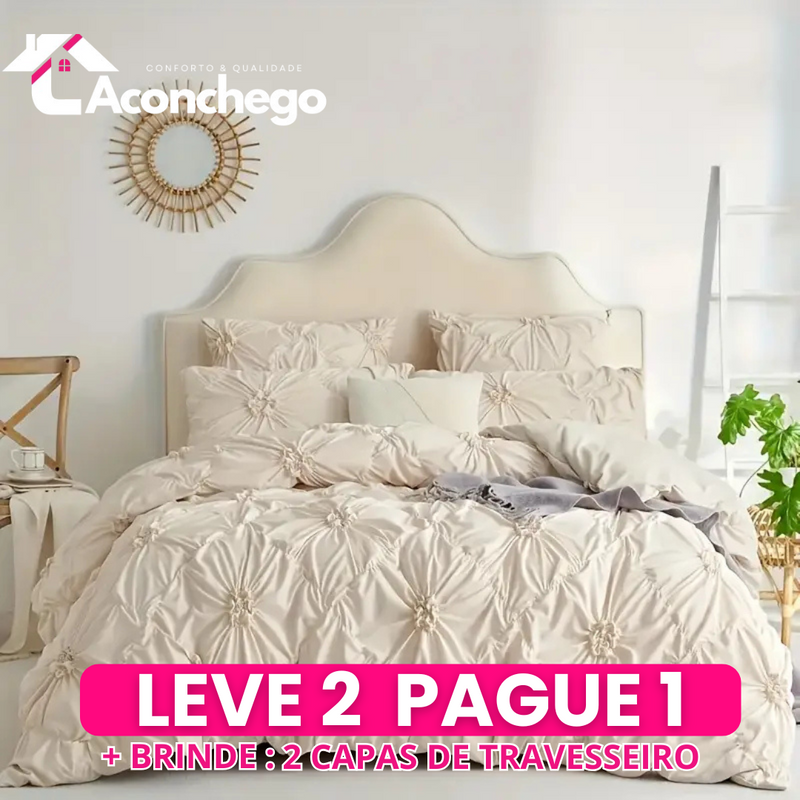 [Leve 2 Pague 1] Roupa de Cama Amalfi em Tecido Nobre (Beleza Atemporal para Noites Inesquecíveis!) +3 BRINDES: 2 Capas de Travesseiro e Edredom