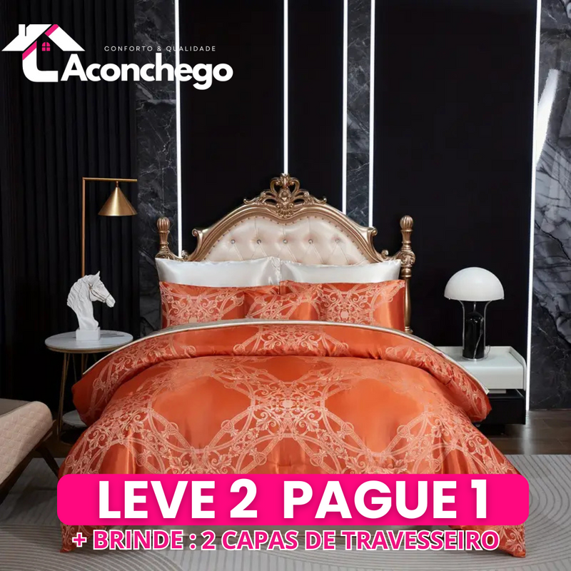 [Leve 2 Pague 1] Roupa de Cama Milão em Tecido Nobre (Design Exclusivo e Conforto Incomparável!) +3 BRINDES: 2 Capas de Travesseiro e Edredom