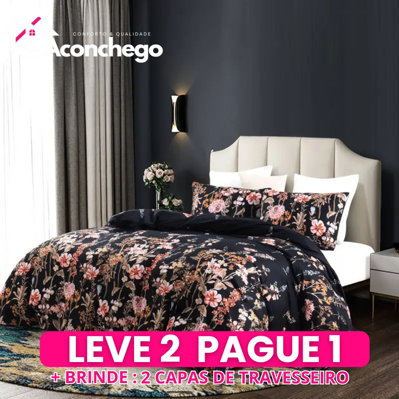 [Leve 2 Pague 1] Roupa de Cama Mônaco em Tecido Nobre (Elegância e Conforto dignos da Riviera!) +3 BRINDES: 2 Capas de Travesseiro e Edredom