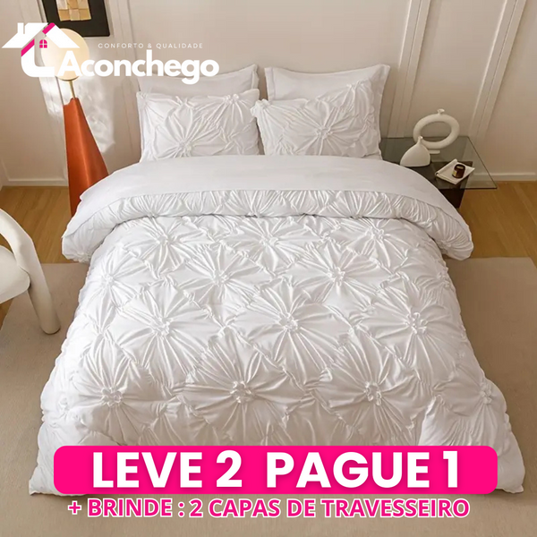 [Leve 2 Pague 1] Roupa de Cama Amalfi em Tecido Nobre (Beleza Atemporal para Noites Inesquecíveis!) +3 BRINDES: 2 Capas de Travesseiro e Edredom