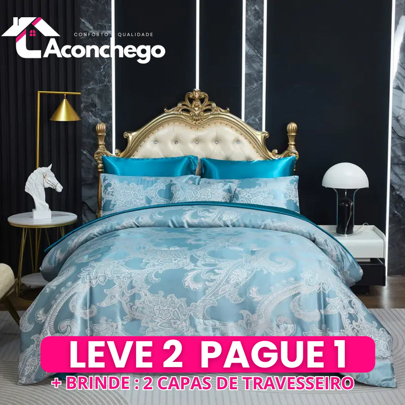 [Leve 2 Pague 1] Roupa de Cama Milão em Tecido Nobre (Design Exclusivo e Conforto Incomparável!) +3 BRINDES: 2 Capas de Travesseiro e Edredom