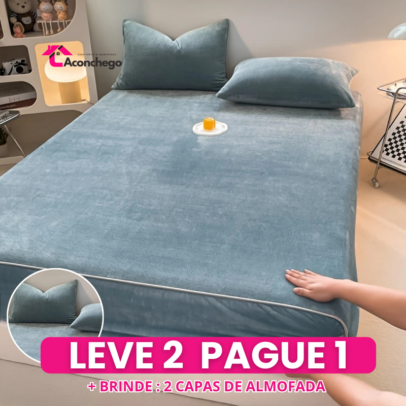 [Leve 2 Pague 1] Roupa de Cama Aconchego Veludo de Gelo em Algodão (Sensação Única de Conforto e Elegância!) +BRINDES: 2 Capas Para Travesseiros
