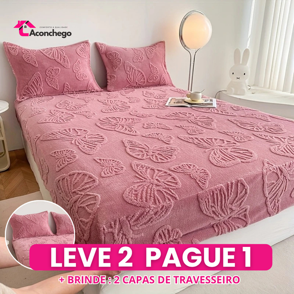 [Leve 2 Pague 1] Roupa de Cama Aconchego Fleece em Algodão (Sensação Única de Conforto e Elegância!) +BRINDES: 2 Capas Para Travesseiros