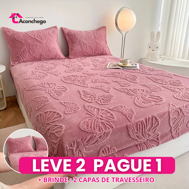 [Leve 2 Pague 1] Roupa de Cama Aconchego Fleece em Algodão (Sensação Única de Conforto e Elegância!) +BRINDES: 2 Capas Para Travesseiros