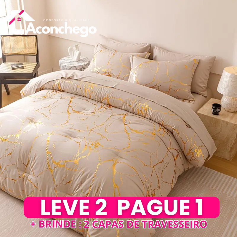 [Leve 2 Pague 1] Roupa de Cama Toscana em Tecido Nobre (Sinta o Conforto da Elegância Rústica!) +3 BRINDES: 2 Capas de Travesseiro e Edredom