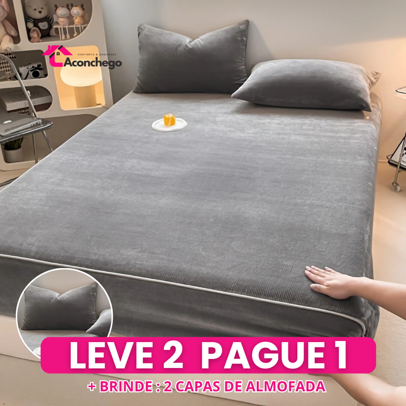 [Leve 2 Pague 1] Roupa de Cama Aconchego Veludo de Gelo em Algodão (Sensação Única de Conforto e Elegância!) +BRINDES: 2 Capas Para Travesseiros