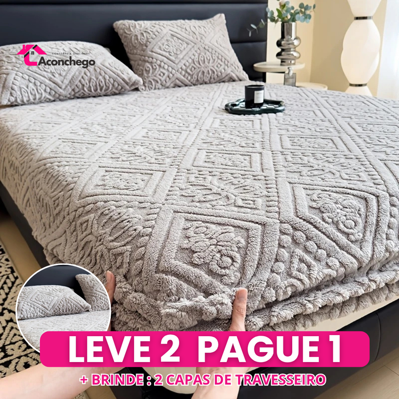 [Leve 2 Pague 1] Roupa de Cama Aconchego Espessa em Algodão (Sensação Única de Conforto e Elegância!) +BRINDES: 2 Capas Para Travesseiros