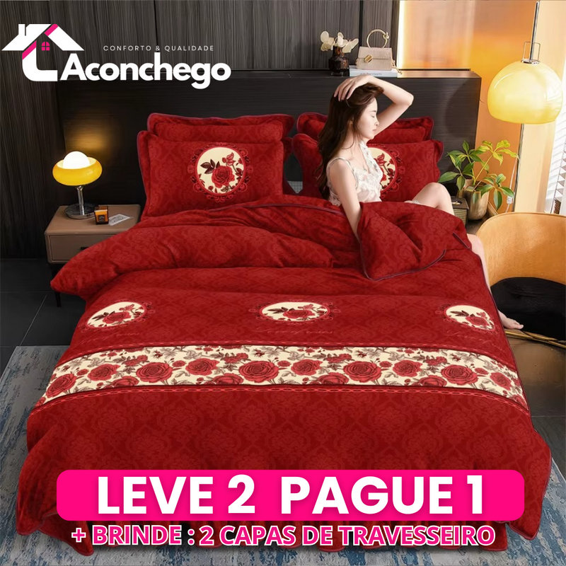 [Leve 2 Pague 1] Roupa de Cama Verona em Tecido Nobre (A Nobreza que seu Quarto Precisa!) +3BRINDES: 2 Capas de Travesseiro e Edredon
