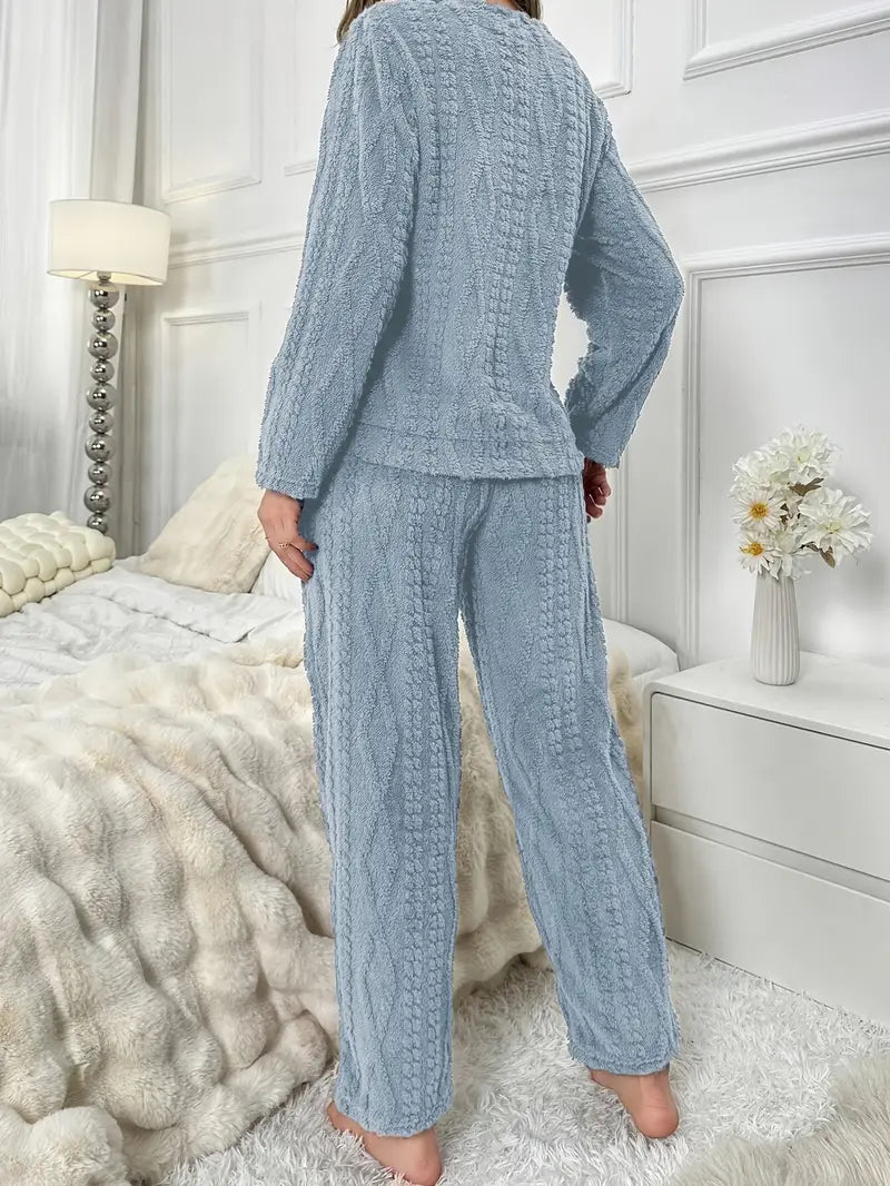 [Leve 2 Pague 1] Pijama Feminino Ursinho Luma (Veludo Suave, calor por dentro) + BRINDE: 1 Pantufa Nuvem Antifrío