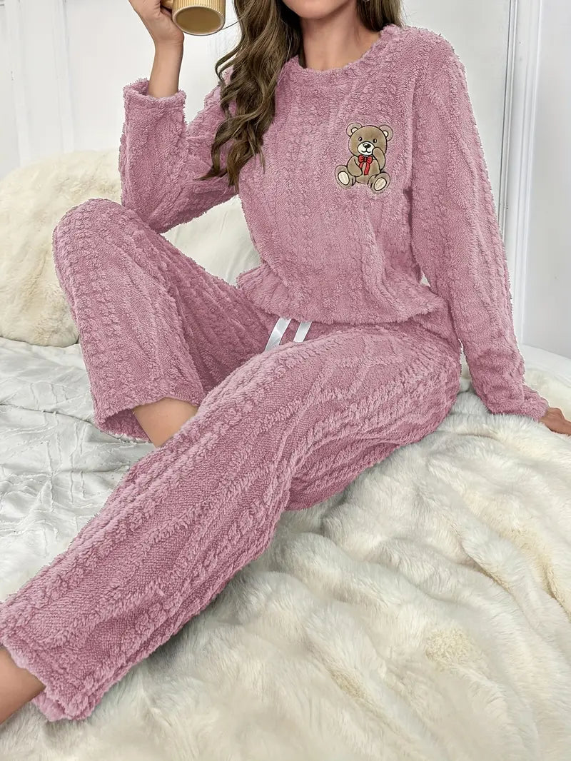 [Leve 2 Pague 1] Pijama Feminino Ursinho Luma (Veludo Suave, calor por dentro) + BRINDE: 1 Pantufa Nuvem Antifrío