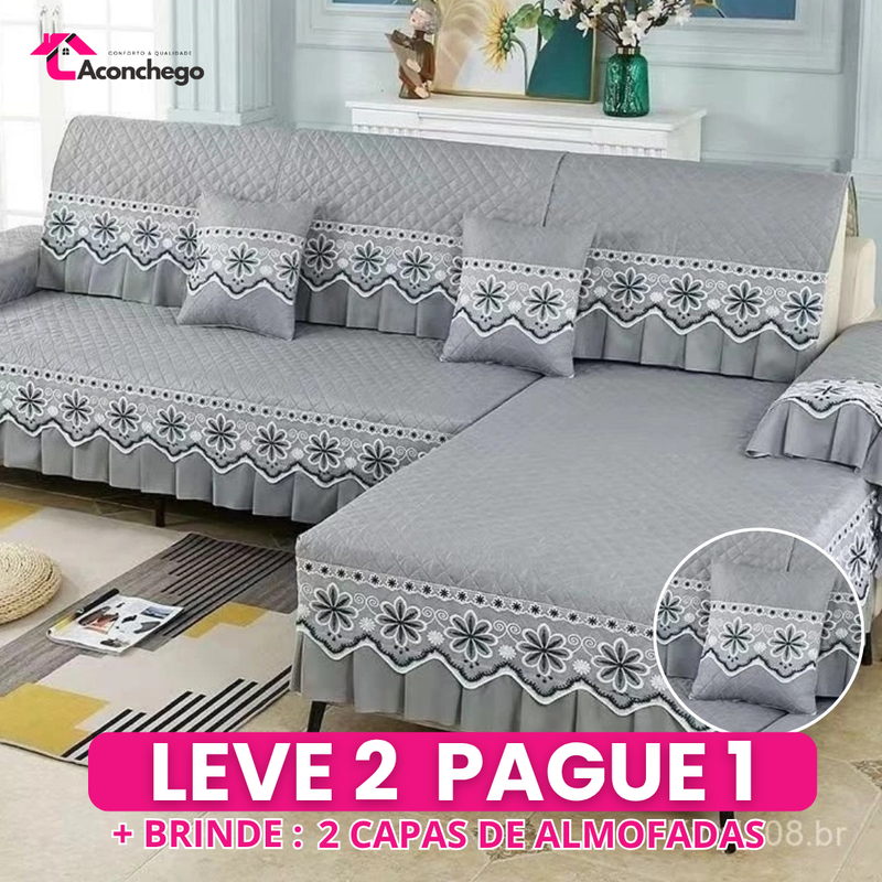 [Leve 2 Pague 1] Capa de Sofá Imperial em Tecido Nobre (Sala 5 Estrelas em Segundos!) +2 BRINDES: 2 Almofadas