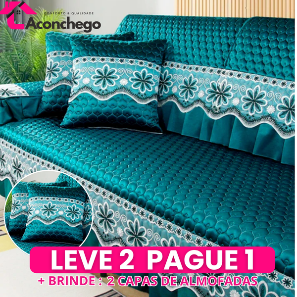 [Leve 2 Pague 1] Capa de Sofá Imperial em Tecido Nobre (Sala 5 Estrelas em Segundos!) +2 BRINDES: 2 Almofadas